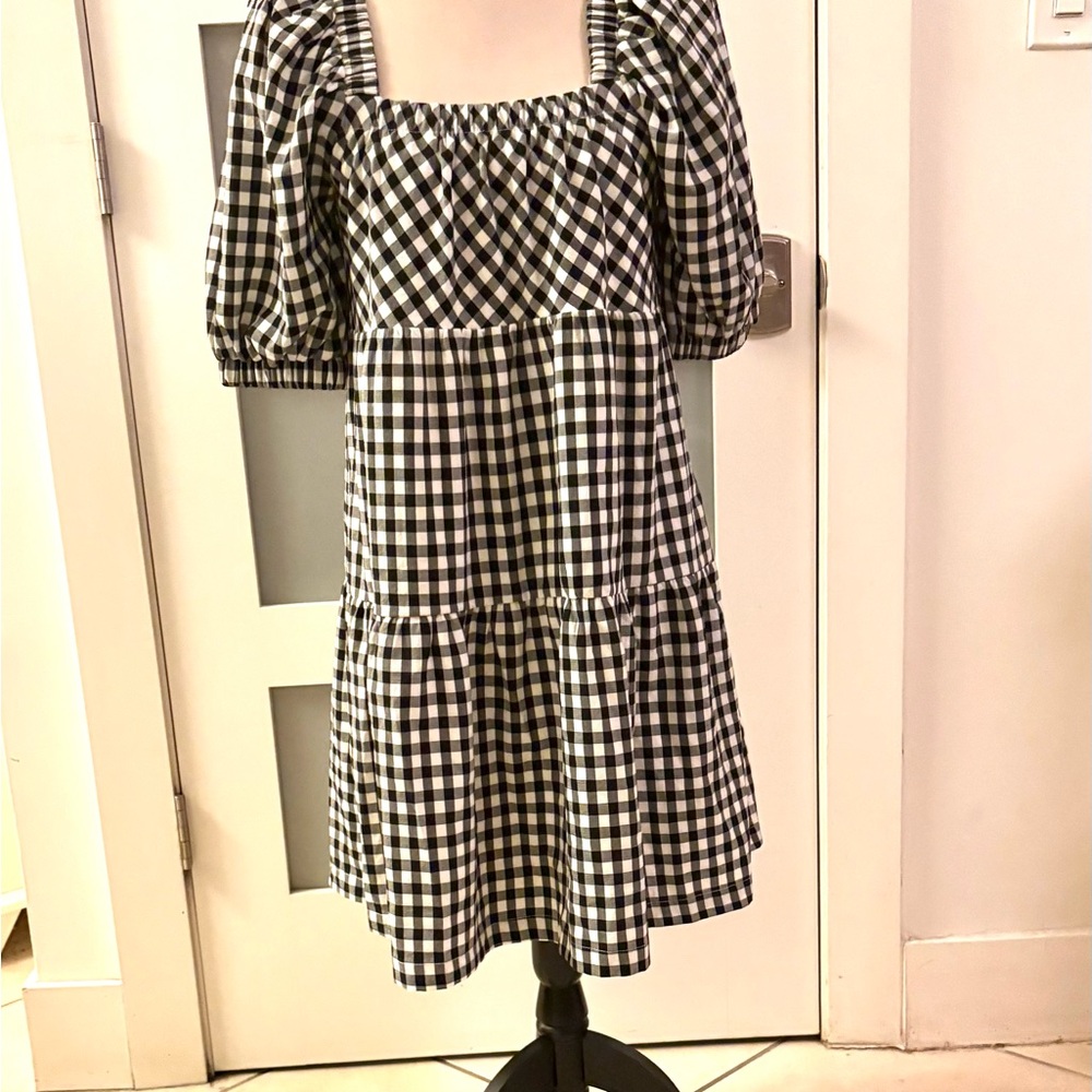 English Factory Monochrome Gingham Dress
